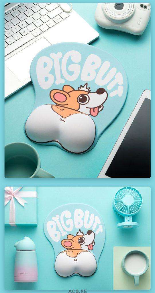 Light Blue Welsh Corgi Mouse Pad Corgi Light Blue Mouse Pad Cute Mouse Pad With Wrist Rest (3)