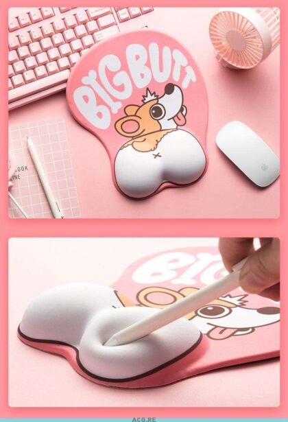 Pink Welsh Corgi Mouse Pad Corgi Pink Mouse Pad Cute Mouse Pad With Wrist Rest (1)