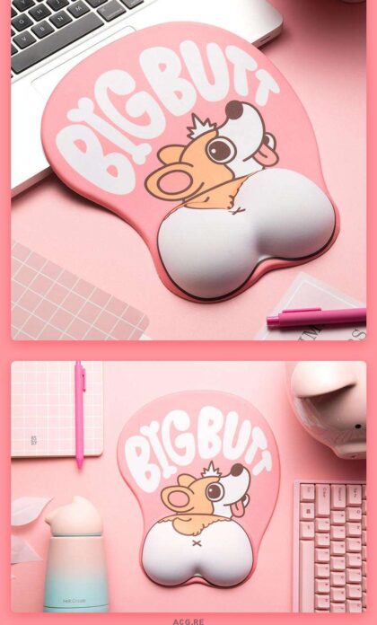 Pink Welsh Corgi Mouse Pad Corgi Pink Mouse Pad Cute Mouse Pad With Wrist Rest (2)