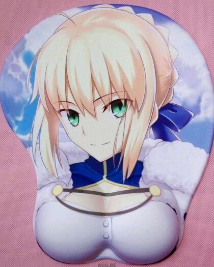 Fate Series Saber 3D Boobs Anime Mouse Pad With Wrist Support