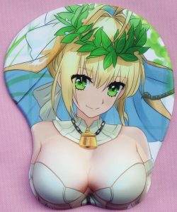 FateExtra Red Saber 3D Anime Mouse Pad With Wrist Support
