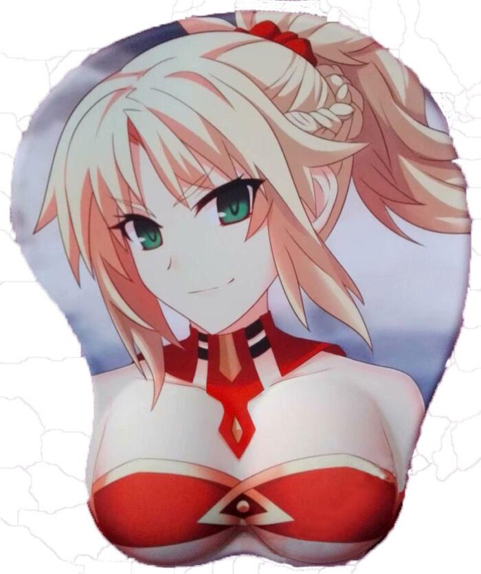 Mordred Fate Grand Order Saber of Red 2Way Fate Grand Order Saber of Red Mordred 2Way 3D Oppai Breast Game Mouse Pad